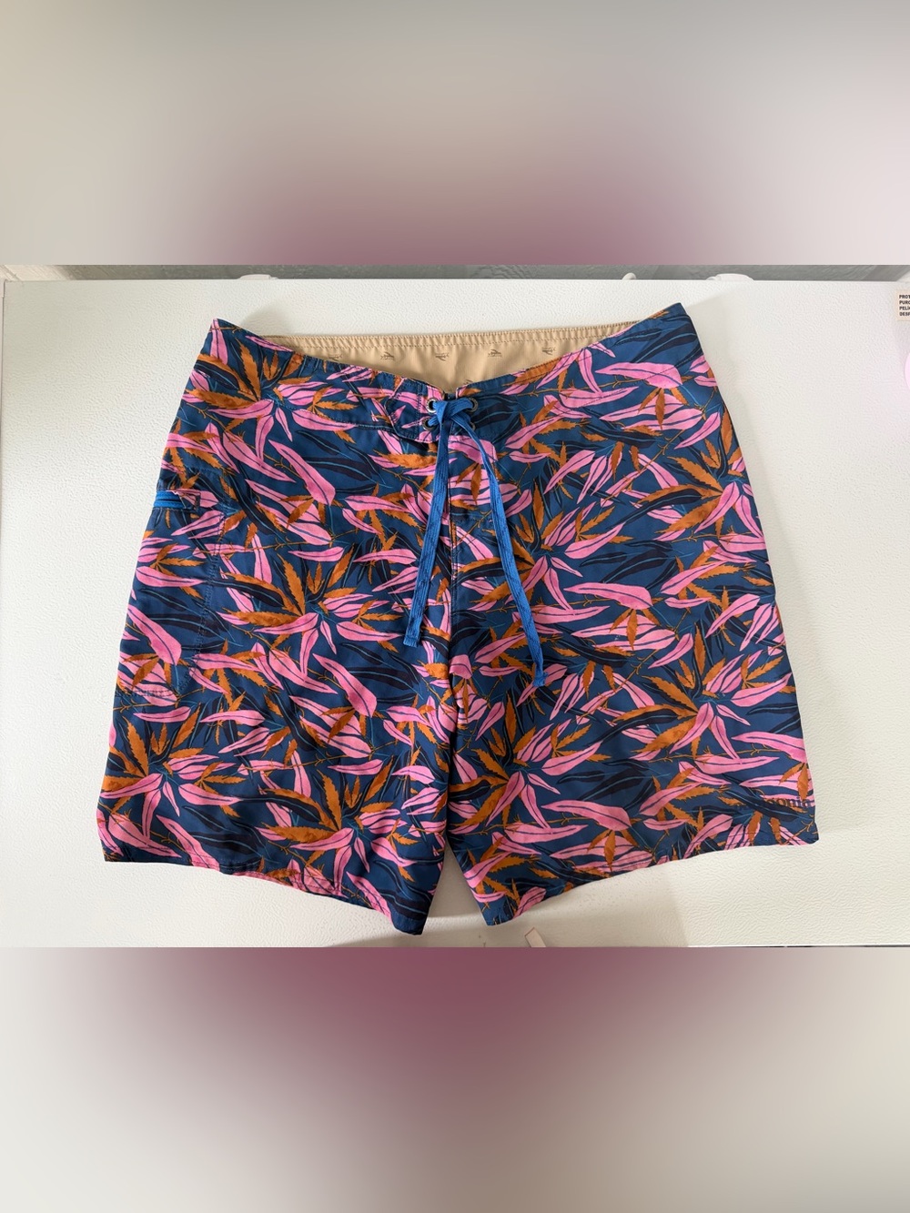 Patagonia Women’s Floral Board Shorts Size 6 Blue Pink Tropical Swim Surf
